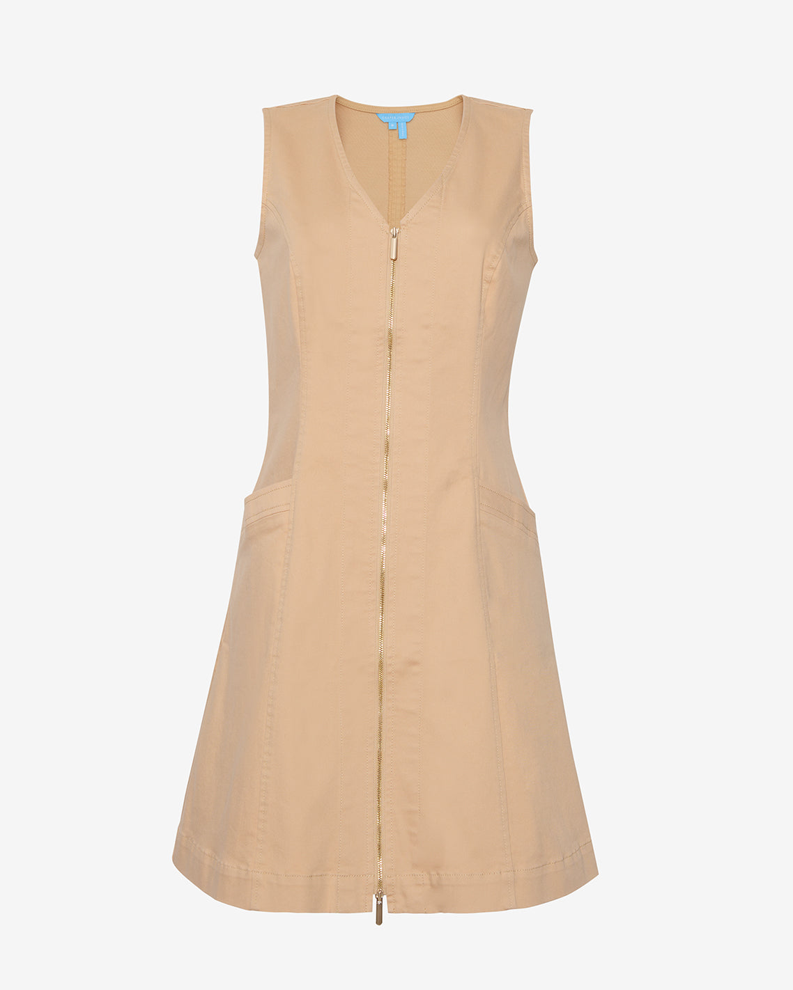 Draper James Croissant Sienna Sleeveless V-Neck Mini Dress in Croissant