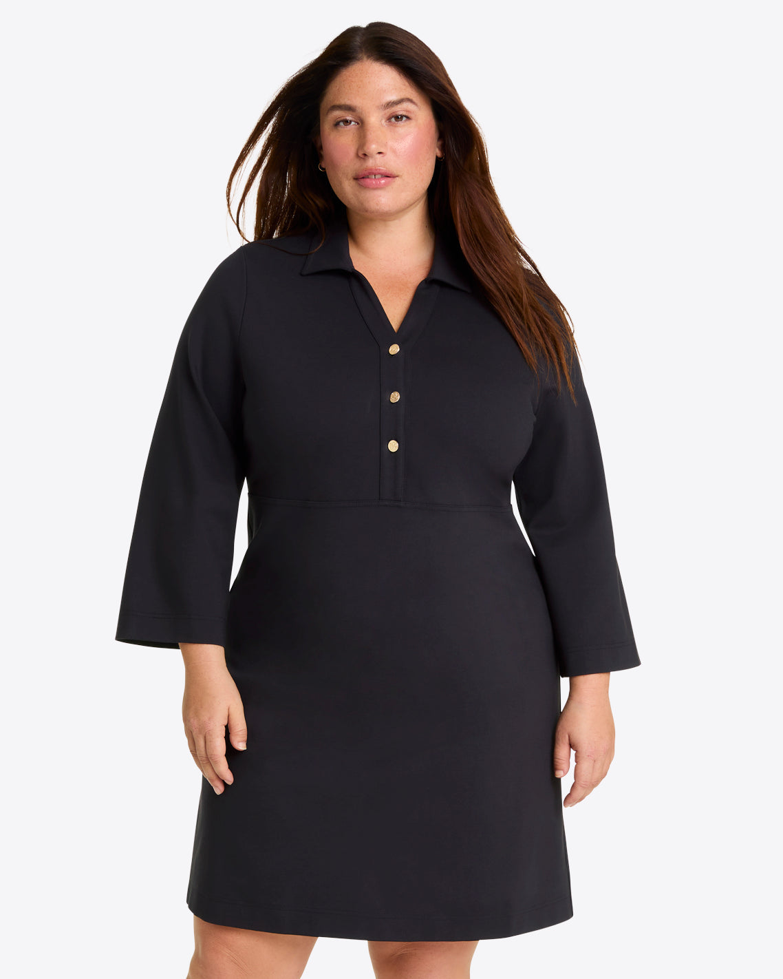 Draper James Belle Meade Black Lyla Shirtdress in Ponte