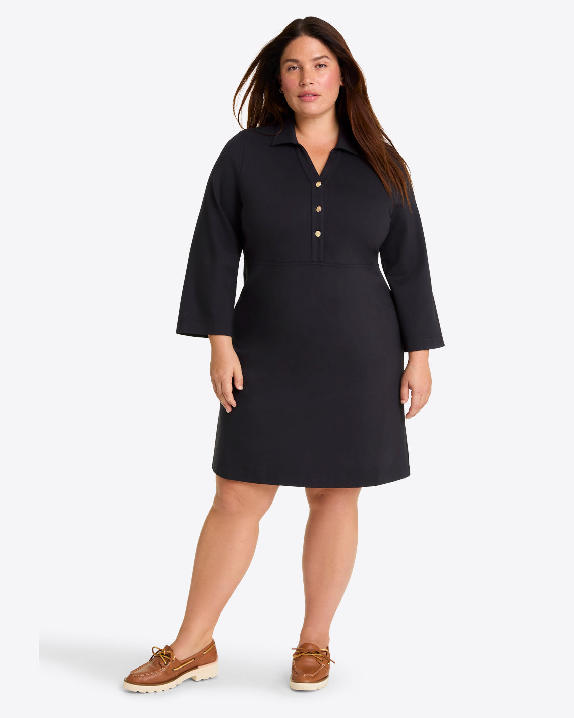 Draper James Belle Meade Black Lyla Shirtdress in Ponte
