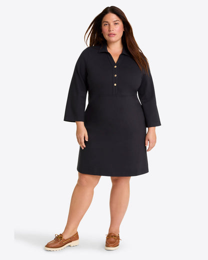 Draper James Belle Meade Black Lyla Shirtdress in Ponte