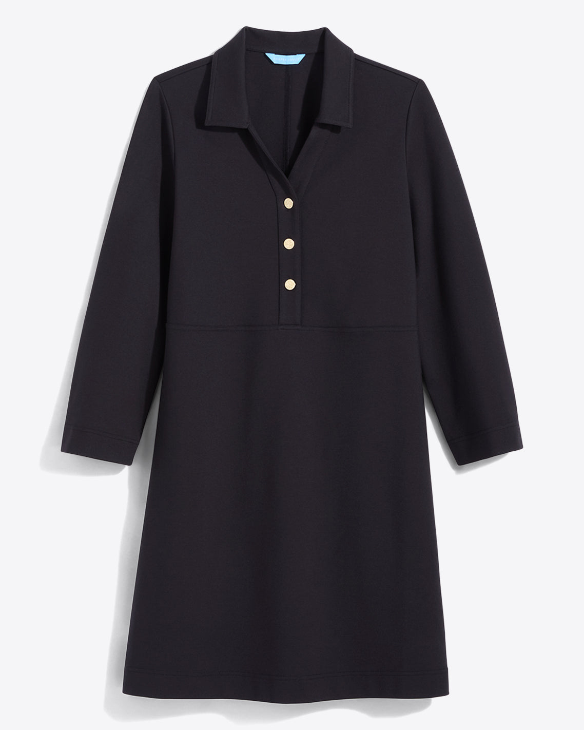 Draper James Belle Meade Black Lyla Shirtdress in Ponte