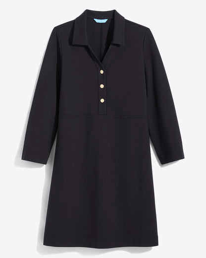 Draper James Belle Meade Black Lyla Shirtdress in Ponte