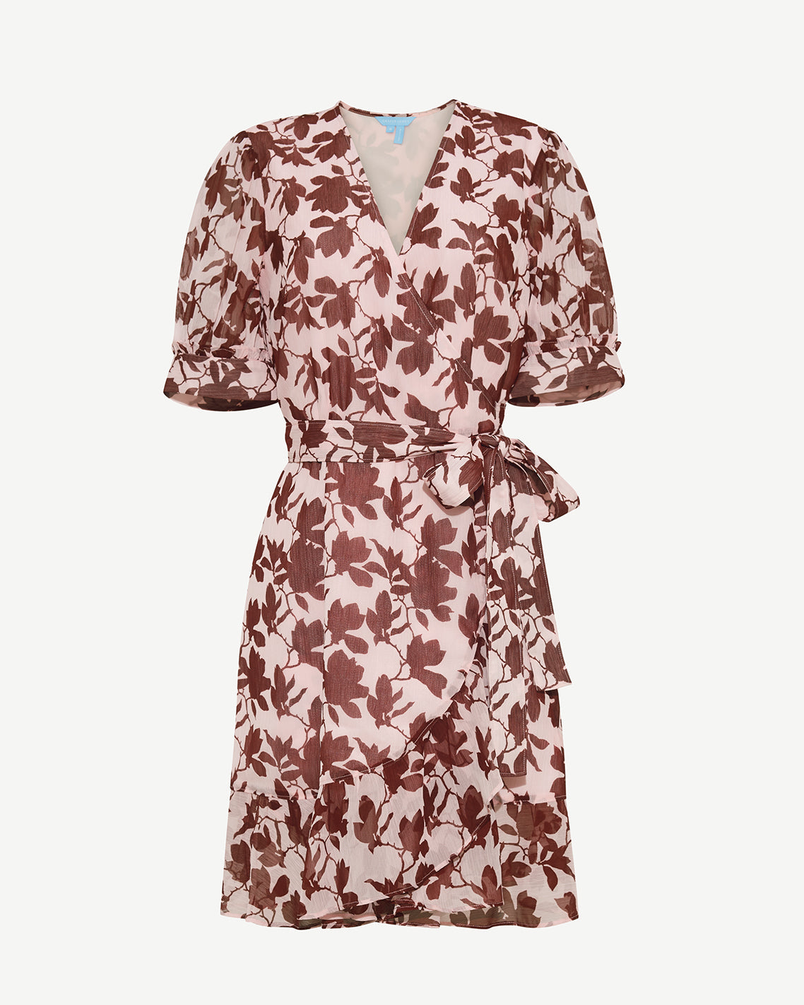 Draper James Pink Ella Short-Sleeve Mini Dress in Burgundy Magnolia