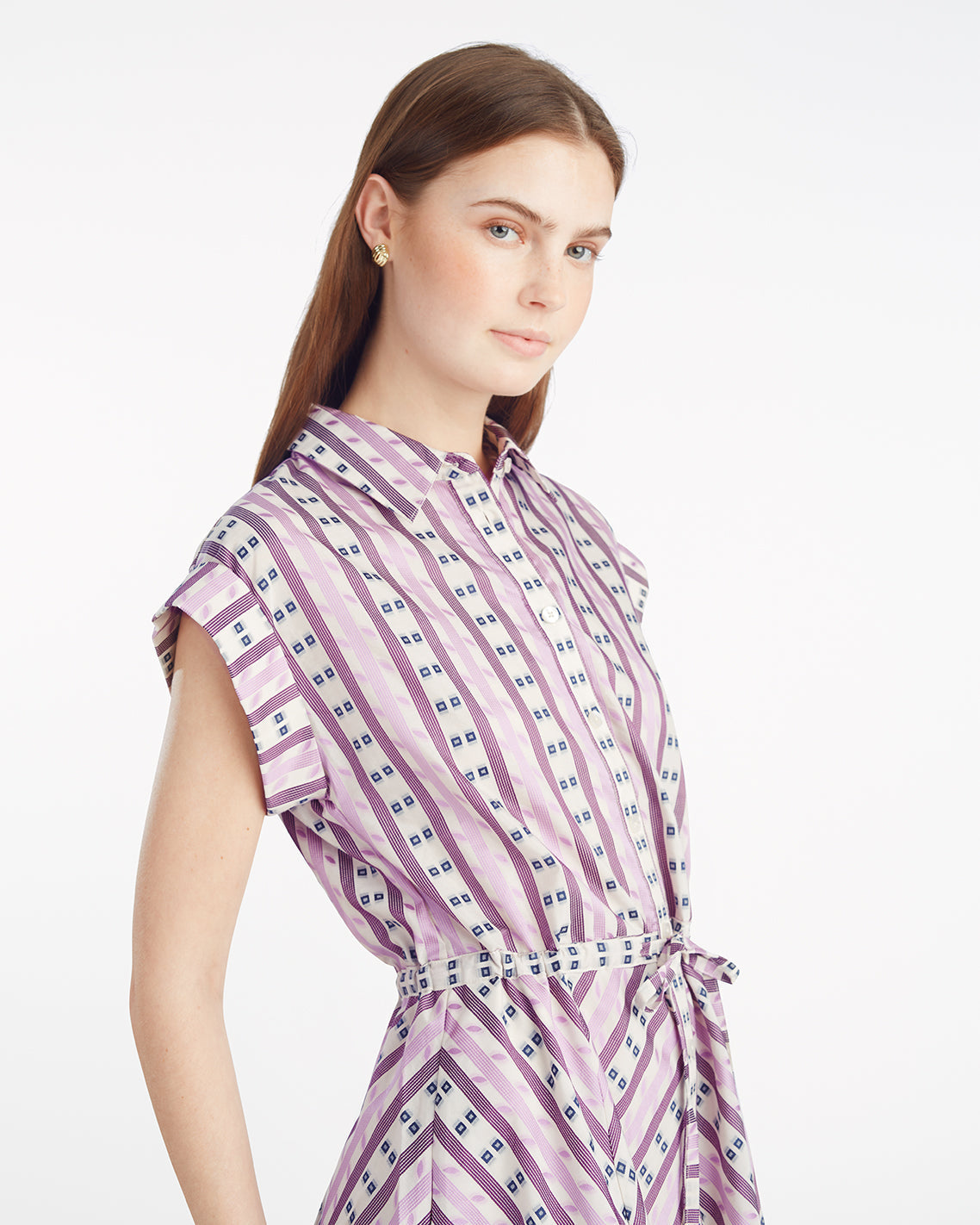 Draper James Dotted Stripes Jacquard Phoebe Mini Shirtdress in Dotted Stripes Jacquard