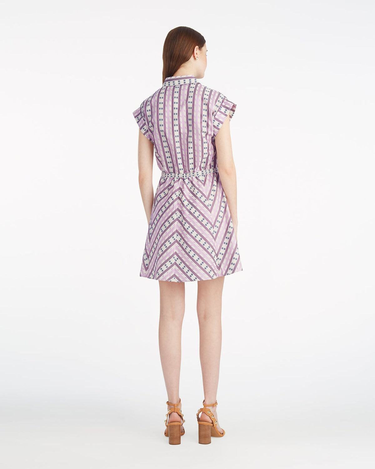 Draper James Dotted Stripes Jacquard Phoebe Mini Shirtdress in Dotted Stripes Jacquard