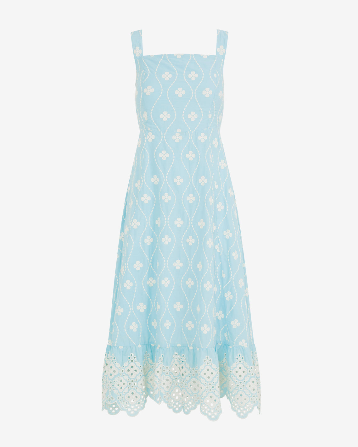 Draper James Blue Multi Ralph Dress in Eyelet Embroidery
