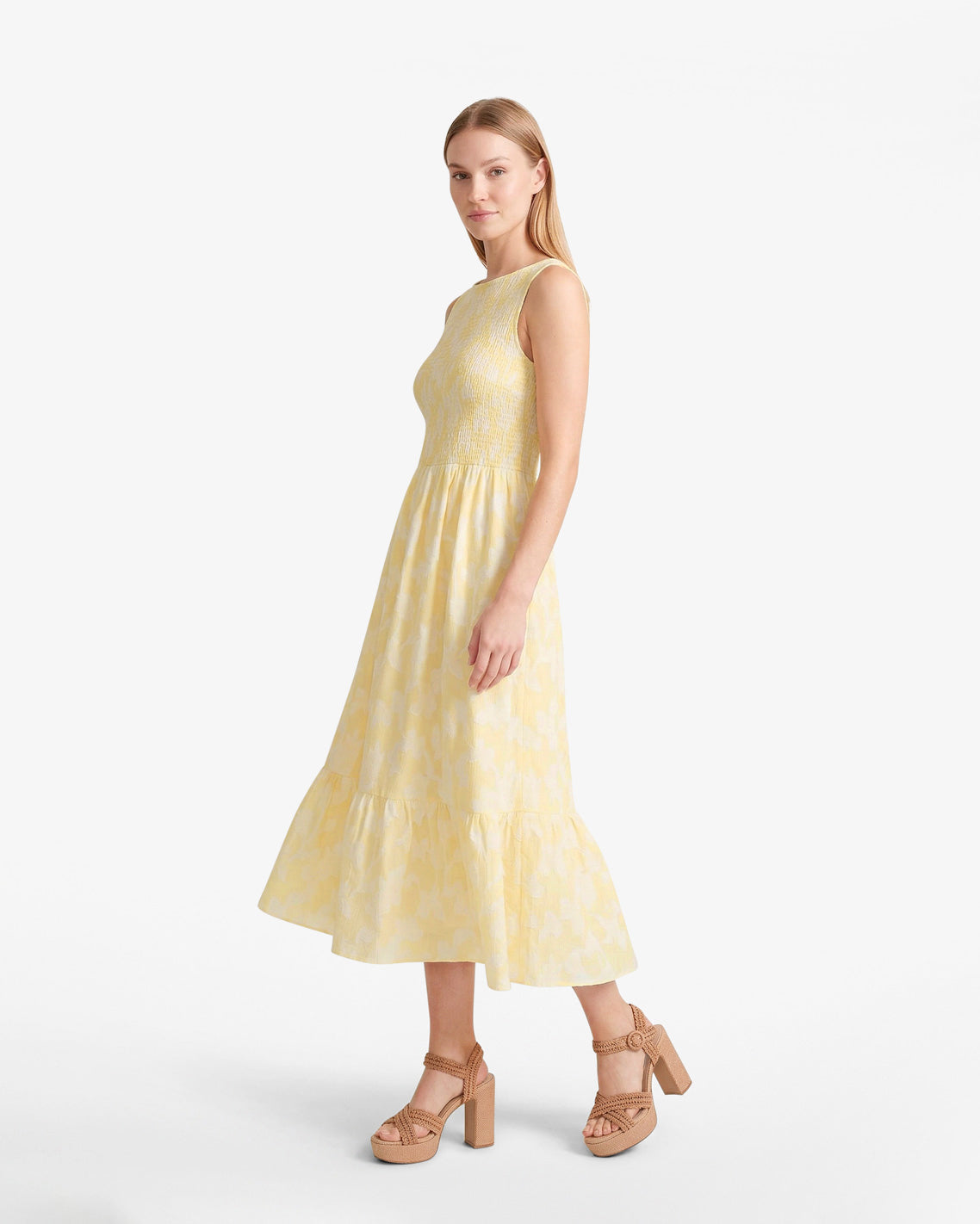 Draper James Yellow Wren Dress in Fil Coupe