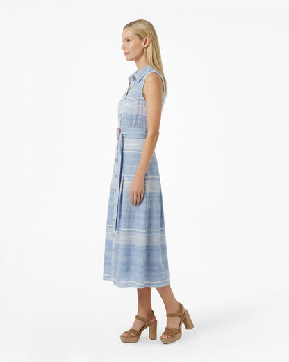 Draper James Blue Multi Vera Sleeveless Midi Dress in Stripe