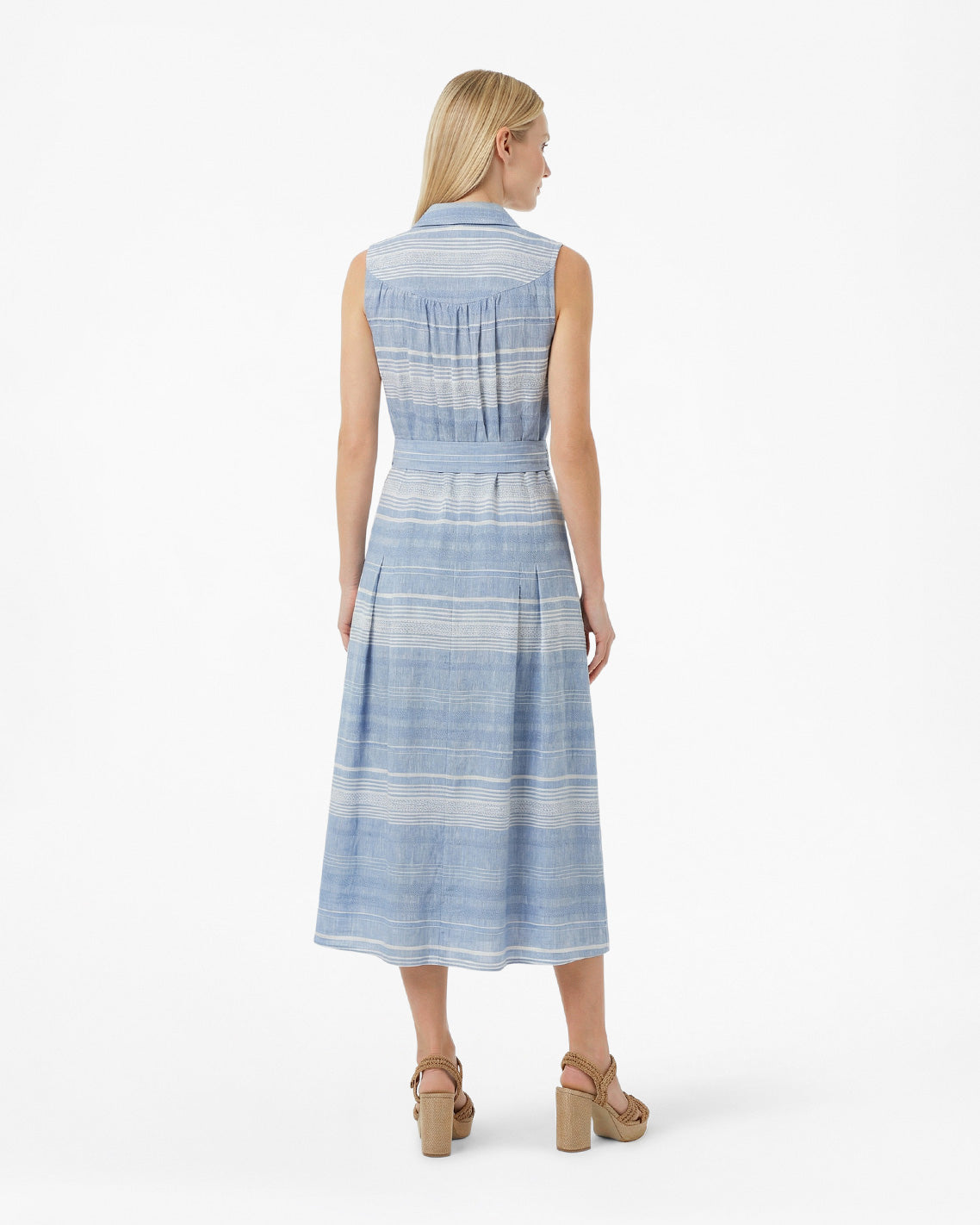 Draper James Blue Multi Vera Sleeveless Midi Dress in Stripe