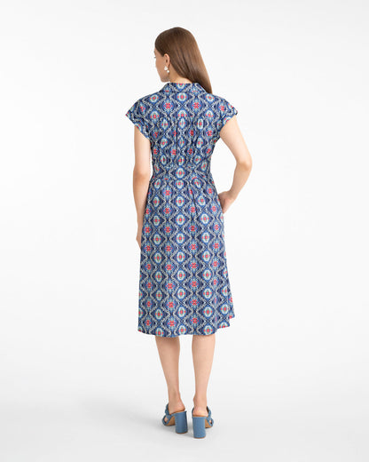 Draper James Nassau Navy Multi Farrah Printed Shirtdress
