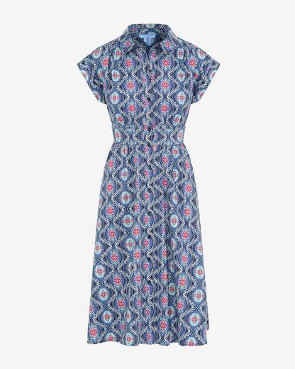 Draper James Nassau Navy Multi Farrah Printed Shirtdress