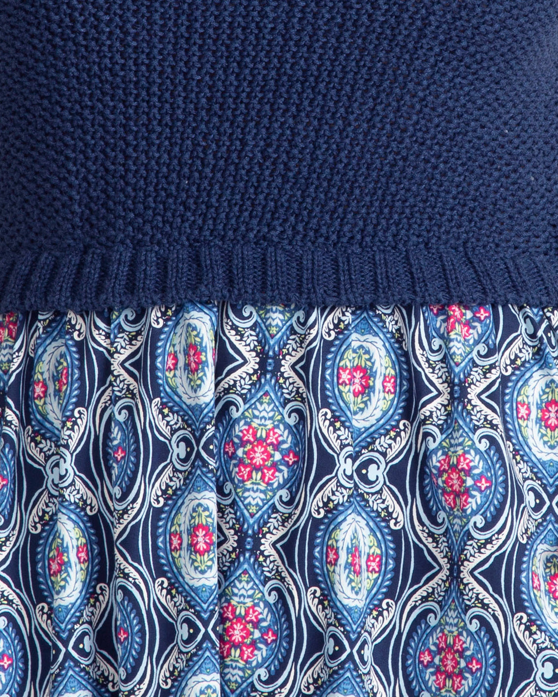Draper James Nassau Navy Multi Chiara Mixed Media Midi Dress