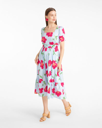 Draper James Blue Multi Elodie Midi Dress | Women's Midi Dresses by Draper James