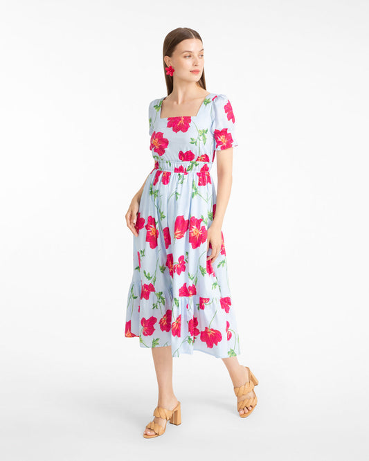 Draper James Blue Multi Elodie Midi Dress | Women's Midi Dresses by Draper James