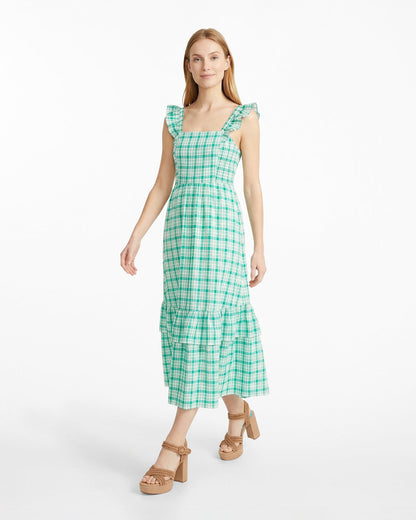 Draper James Green Carrie Midi Dress in Green Plaid