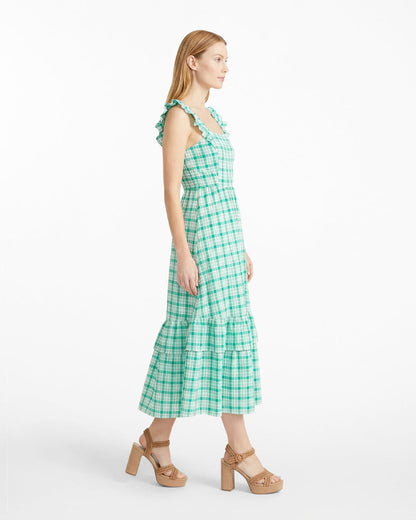 Draper James Green Carrie Midi Dress in Green Plaid