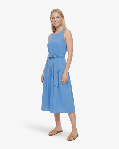 Draper James Light Blue Lila Mixed Media Midi Dress in Light Blue
