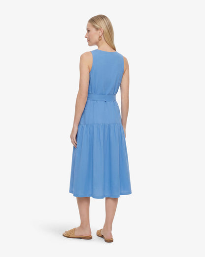 Draper James Light Blue Lila Mixed Media Midi Dress in Light Blue