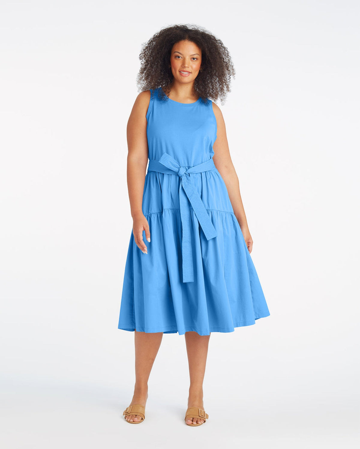 Draper James Light Blue Lila Mixed Media Midi Dress in Light Blue