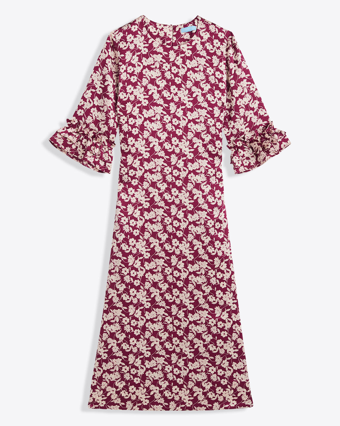 Draper James Purple Multi Crewneck Midi Dress in Hammered Satin