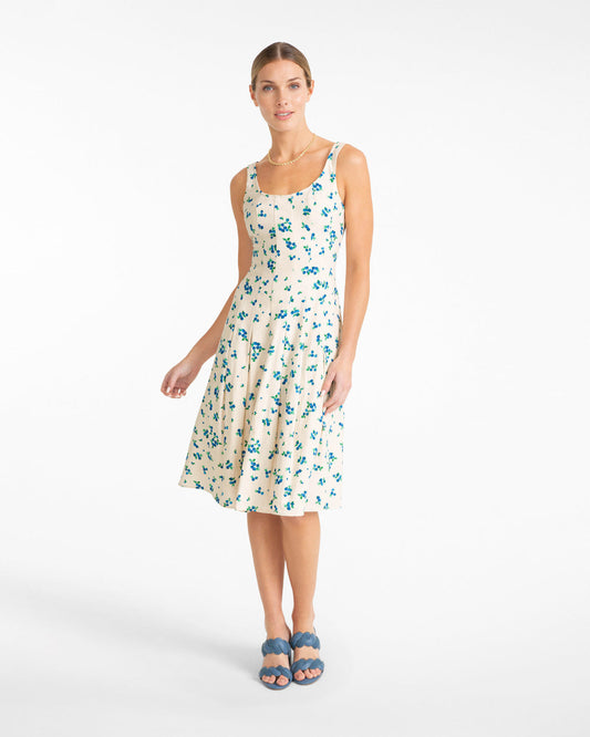 Draper James Blue Multi River Sleeveless Midi Dress