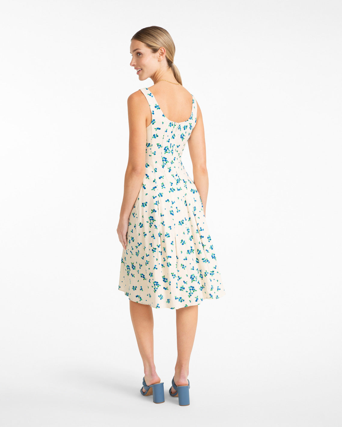 Draper James Blue Multi River Sleeveless Midi Dress