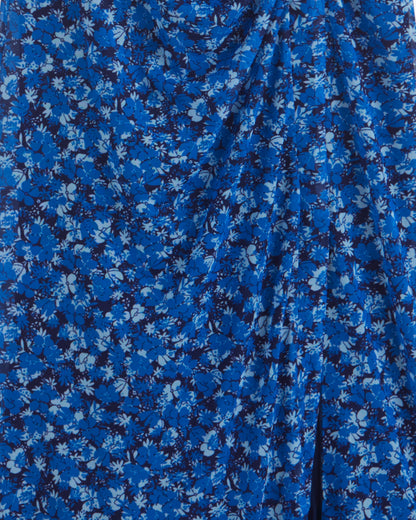 Draper James Blue Scattered Ditsy Selena V-Neck Midi Dress in Blue Scattered Ditsy