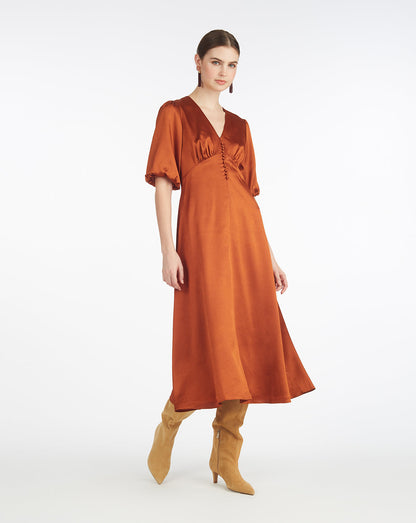 Draper James Brown Maisy Midi Dress in Gingerbread