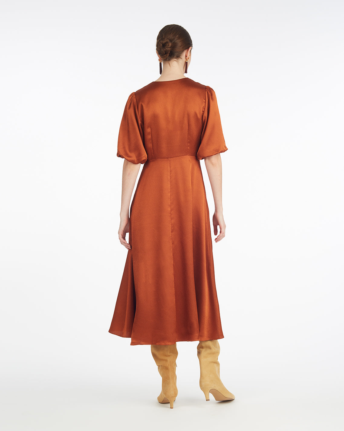 Draper James Brown Maisy Midi Dress in Gingerbread