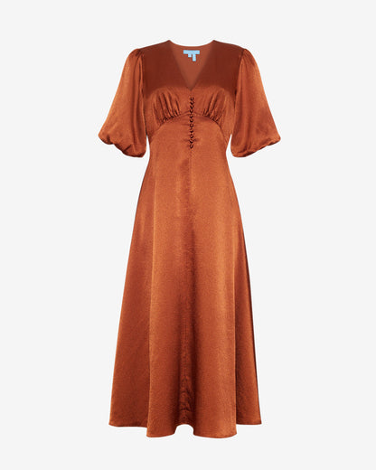 Draper James Brown Maisy Midi Dress in Gingerbread