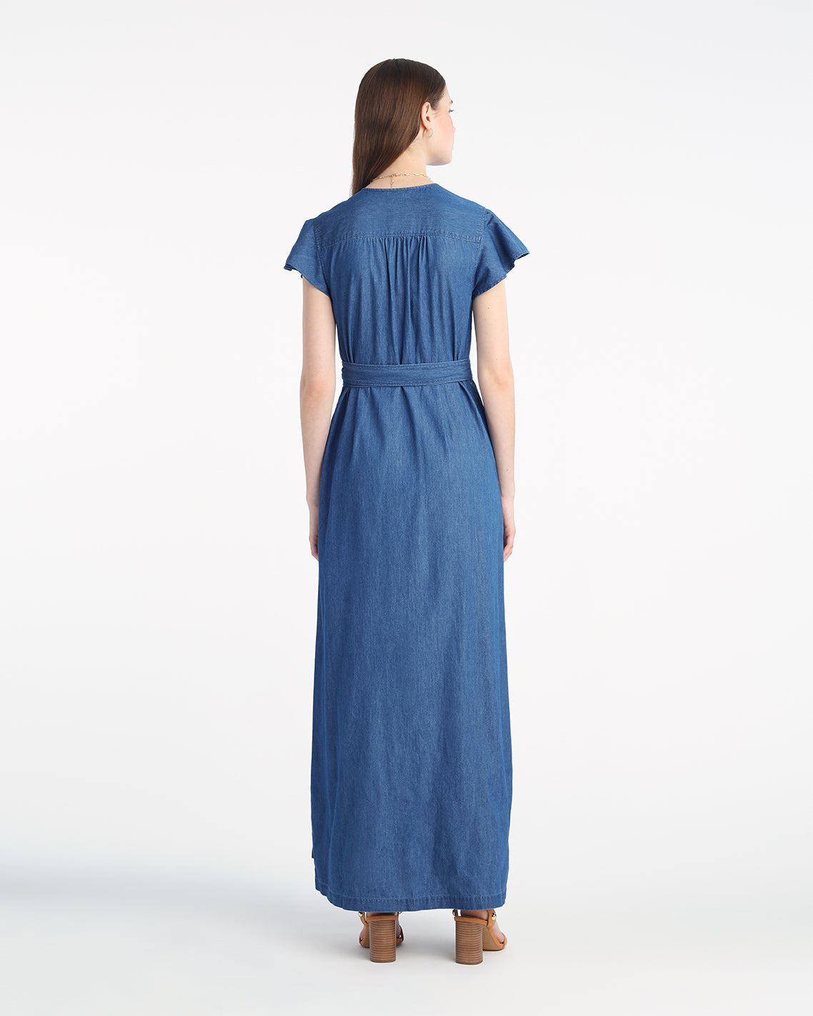 Draper James Medium Wash Reagan Denim Maxi Dress in Medium Wash