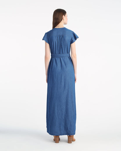Draper James Medium Wash Reagan Denim Maxi Dress in Medium Wash