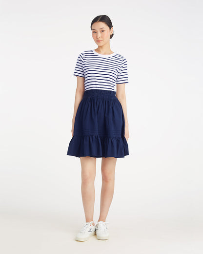 Draper James Nassau Navy Wilson Mini Dress in Navy Stripe