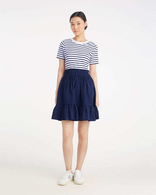 Draper James Nassau Navy Wilson Mini Dress in Navy Stripe