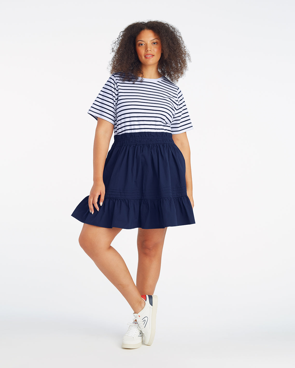 Draper James Nassau Navy Wilson Mini Dress in Navy Stripe