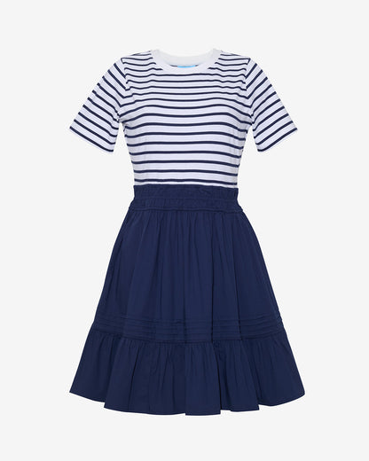Draper James Nassau Navy Wilson Mini Dress in Navy Stripe