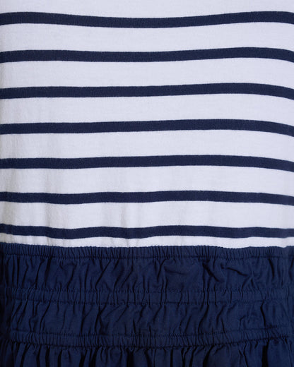 Draper James Nassau Navy Wilson Mini Dress in Navy Stripe