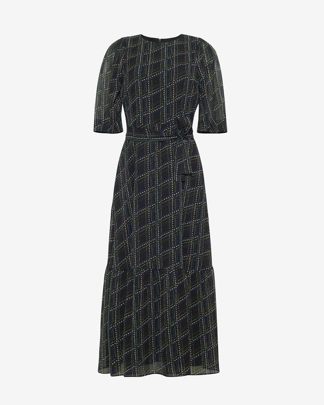 Draper James Dainty Check Sophie Tie Waist Midi Dress in Dainty Check