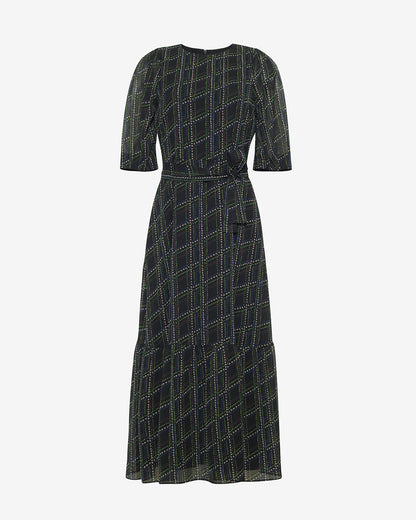 Draper James Dainty Check Sophie Tie Waist Midi Dress in Dainty Check