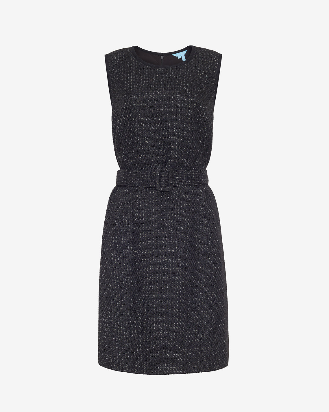 Draper James Black Sadie Belted Shift Dress in Tweed