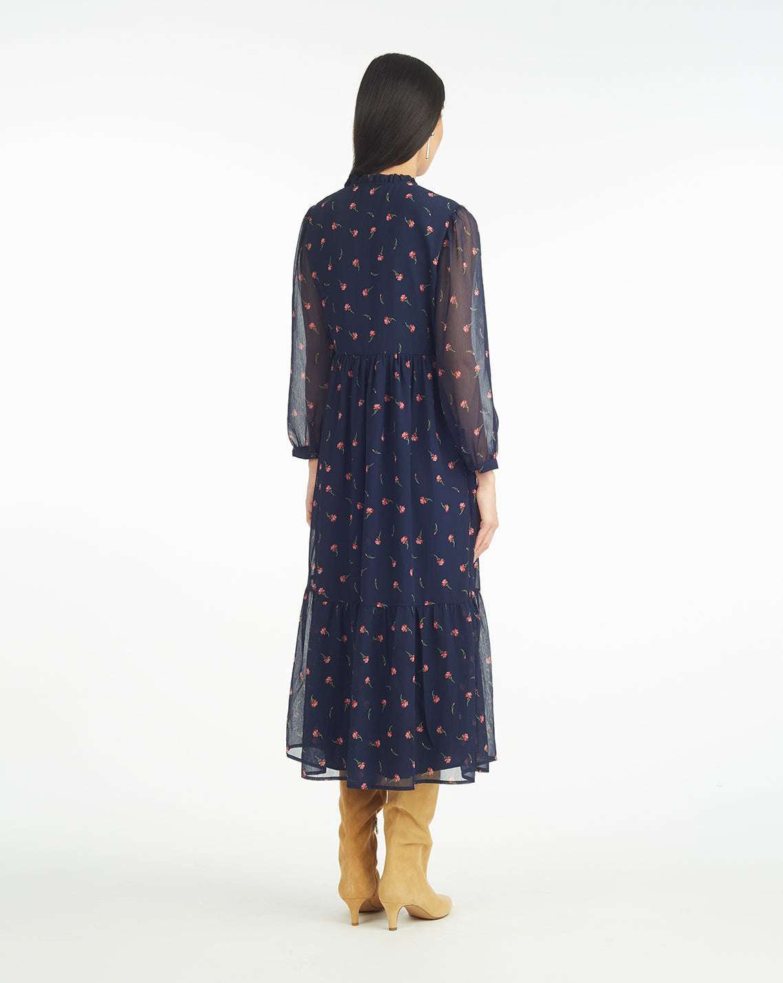 Draper James Ditsy Autumn Flowers Katie Midi Dress in Ditsy Autumn Flowers