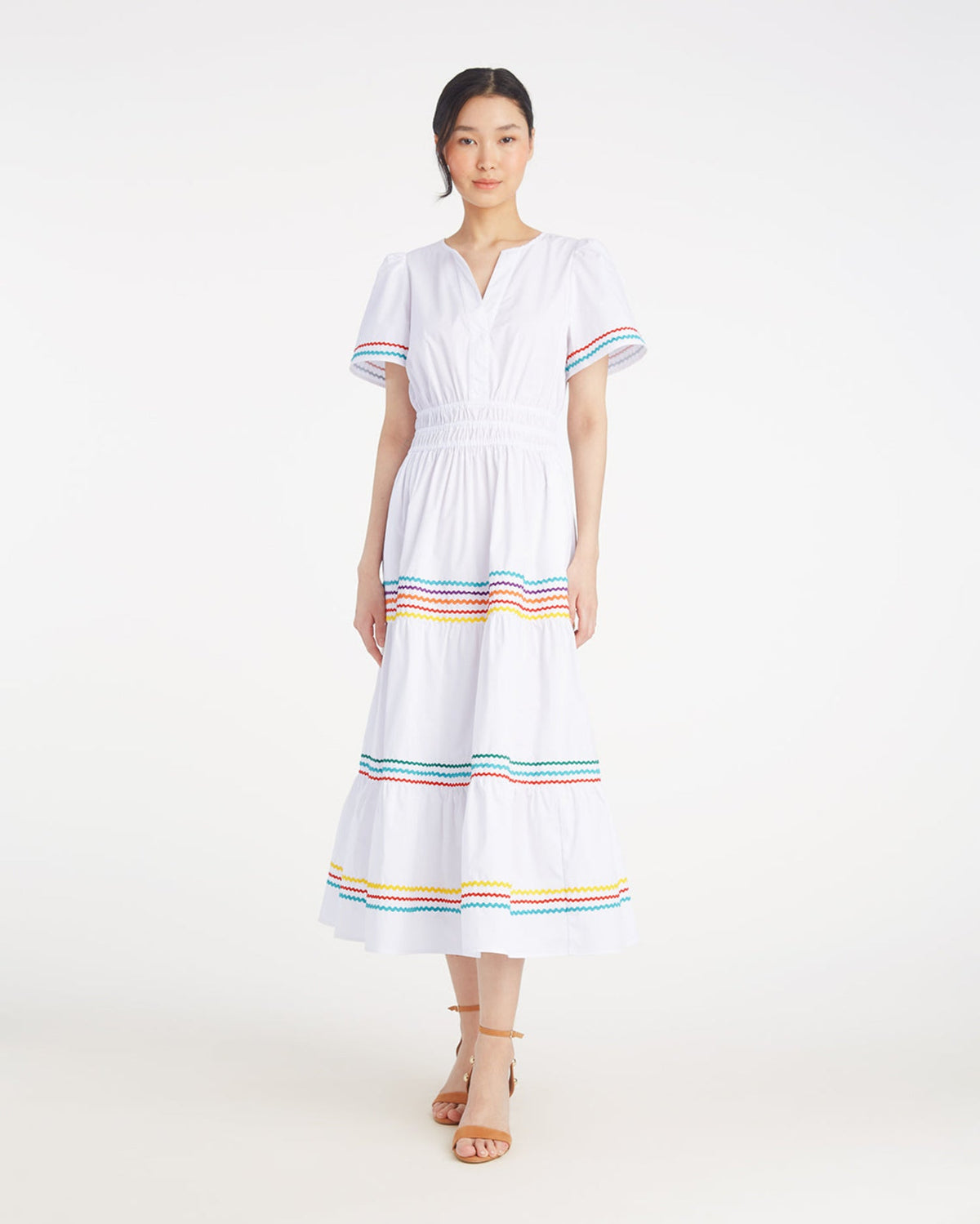 Draper James Rainbow Ric Rac Hollie Midi Dress in Rainbow Ric Rac