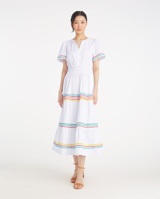 Draper James Rainbow Ric Rac Hollie Midi Dress in Rainbow Ric Rac