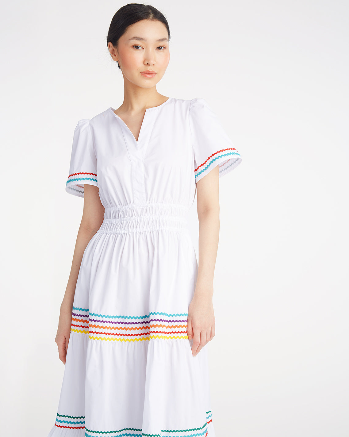Draper James Rainbow Ric Rac Hollie Midi Dress in Rainbow Ric Rac