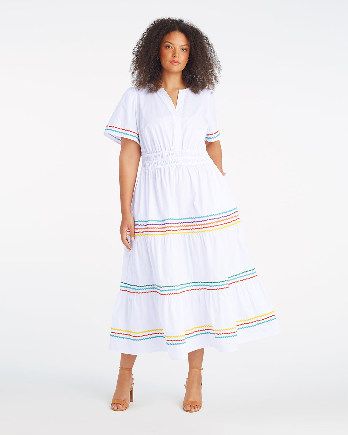 Draper James Rainbow Ric Rac Hollie Midi Dress in Rainbow Ric Rac