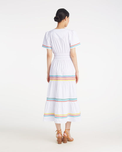 Draper James Rainbow Ric Rac Hollie Midi Dress in Rainbow Ric Rac