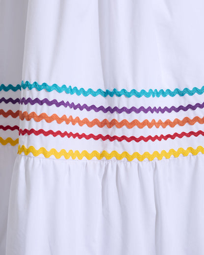 Draper James Rainbow Ric Rac Hollie Midi Dress in Rainbow Ric Rac