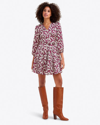 Draper James Purple Multi Jordan Long-Sleeve Wrap Dress – Alternate Satin