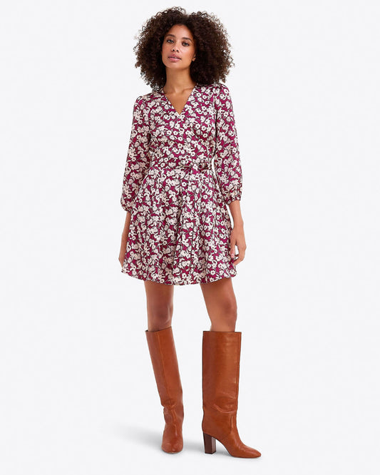 Draper James Purple Multi Jordan Long-Sleeve Wrap Dress – Alternate Satin