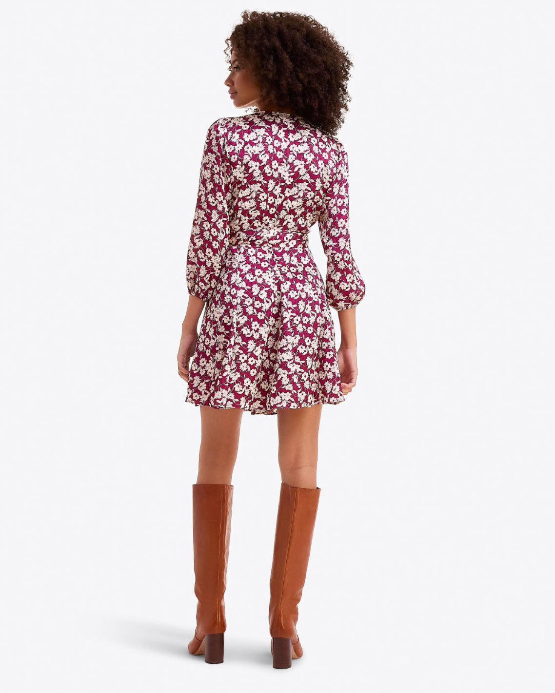 Draper James Purple Multi Jordan Long-Sleeve Wrap Dress – Alternate Satin